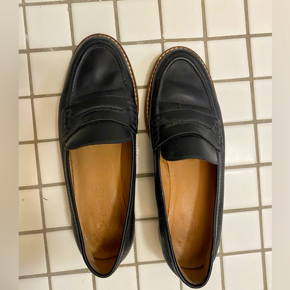 madewell black leather loafers